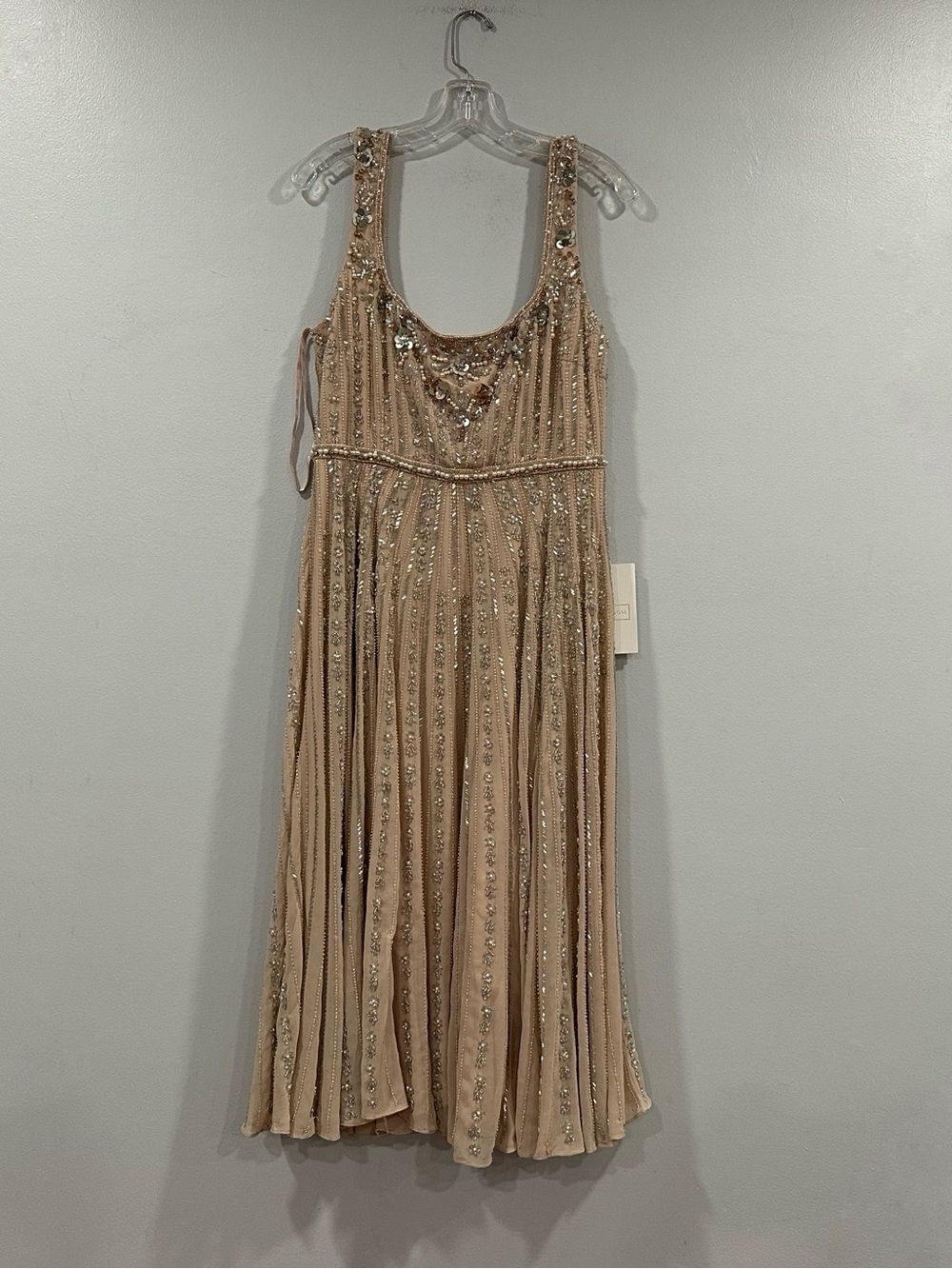 Mac Duggal 94155 Pink Sleeveless Scoop Neck Embellished Midi Dress Sz 10 - Picture 3 of 7